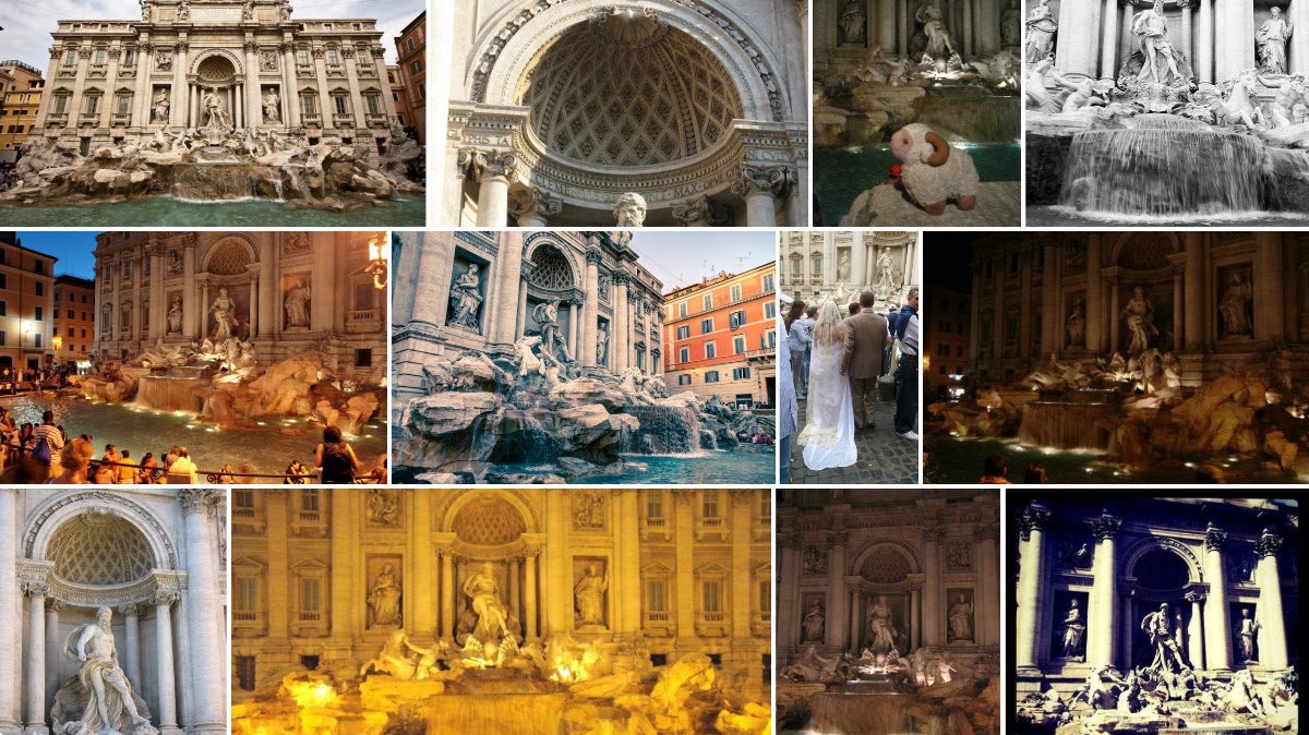 Matched photographs of the Trevi Fountain in Rome